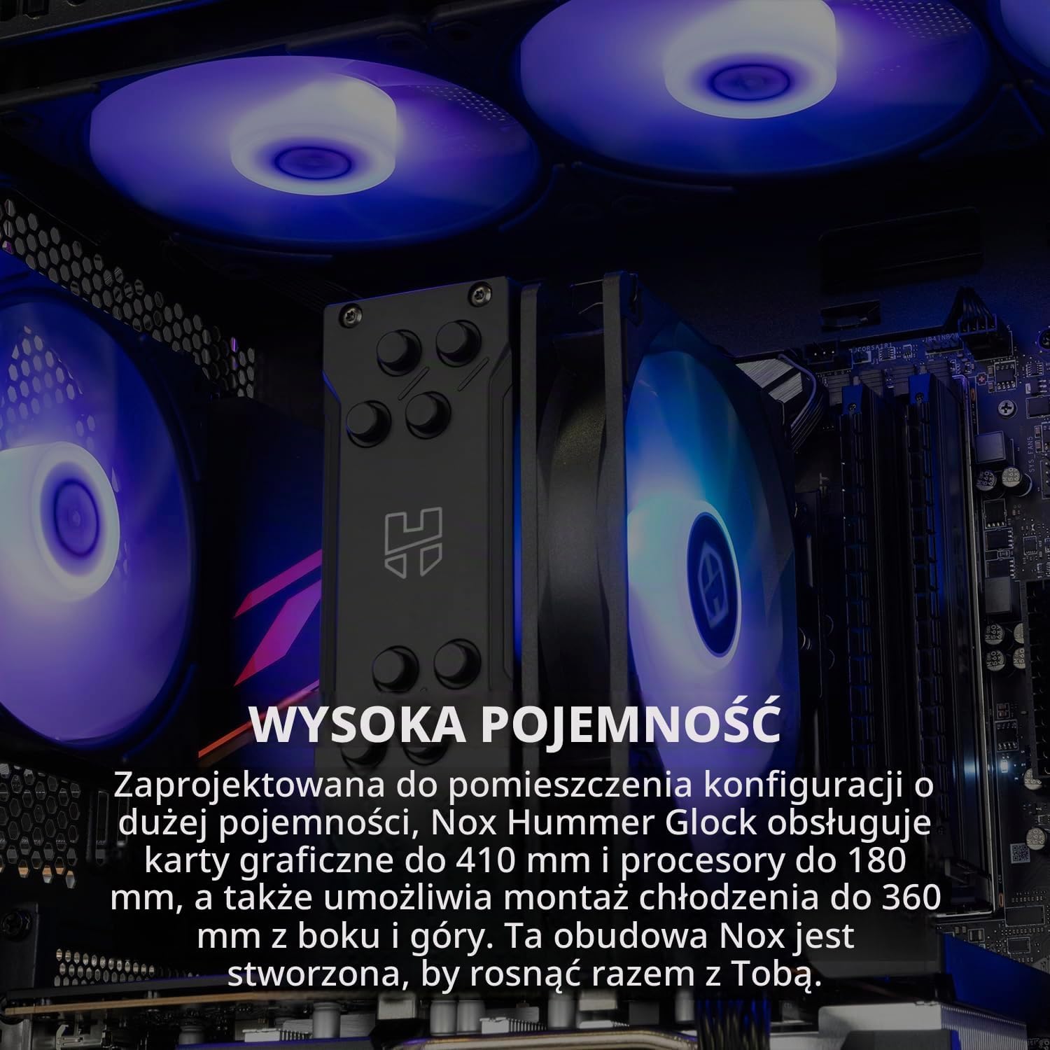 Thumbnail 6 de NOX XTREME PRODUCTS NXHUMMERGLOCKBK – obudowa ATX z panoramicznym szkłem i 4 wentylatorami ARGB