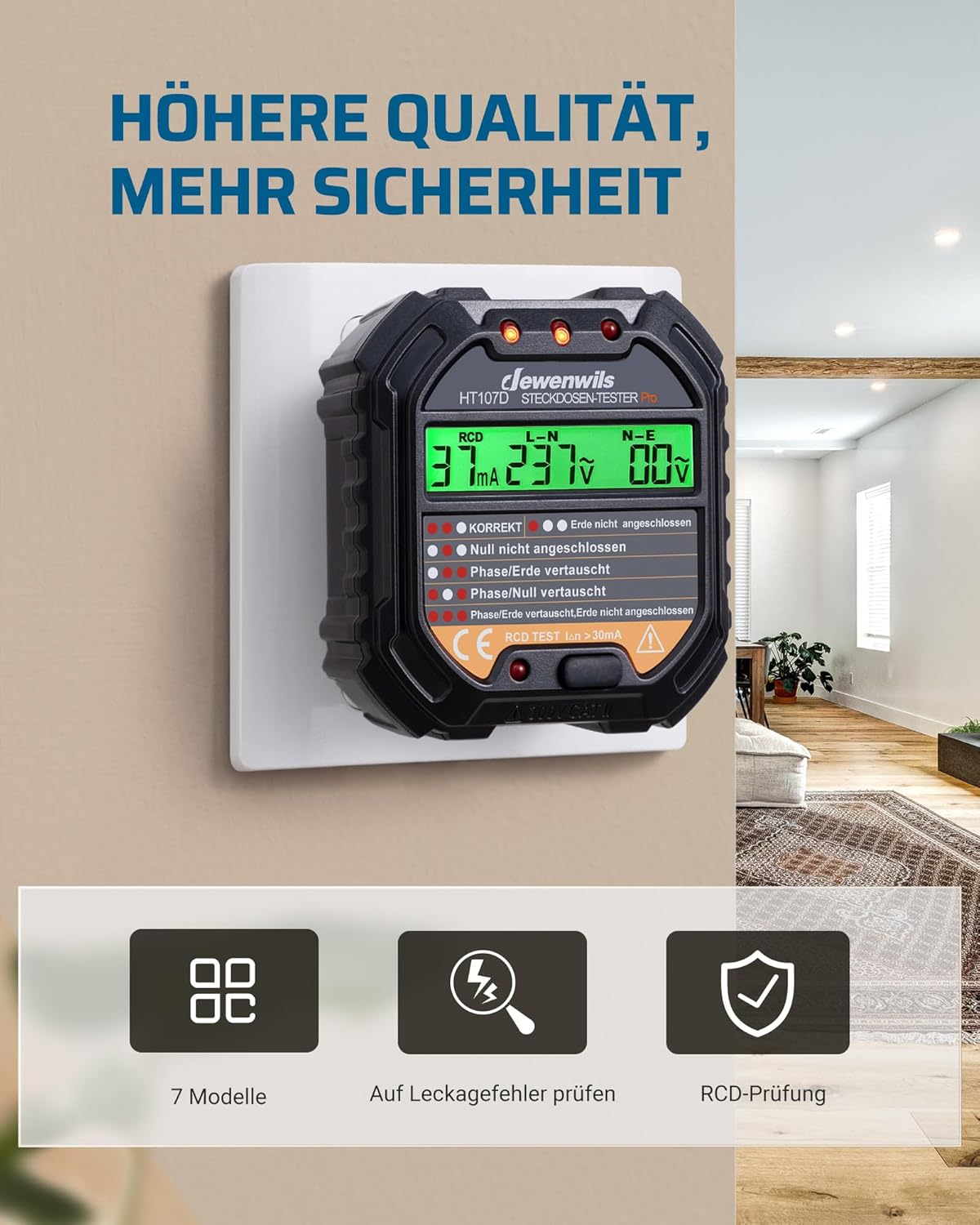 Thumbnail 1 de DEWENWILS Steckdosentester 48–250 V