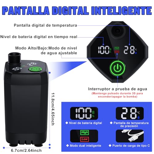 Thumbnail 3 de Ducha Portátil Spopal para Camping con Batería de 6000 mAh y 4 L/min