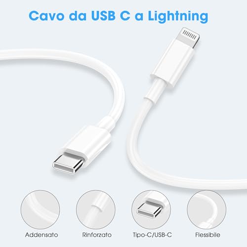 Detalle de BSTOEM Cavo USB‑C a Lightning 2m + 2m: Ricarica rapida affidabile per iPhone e iPad