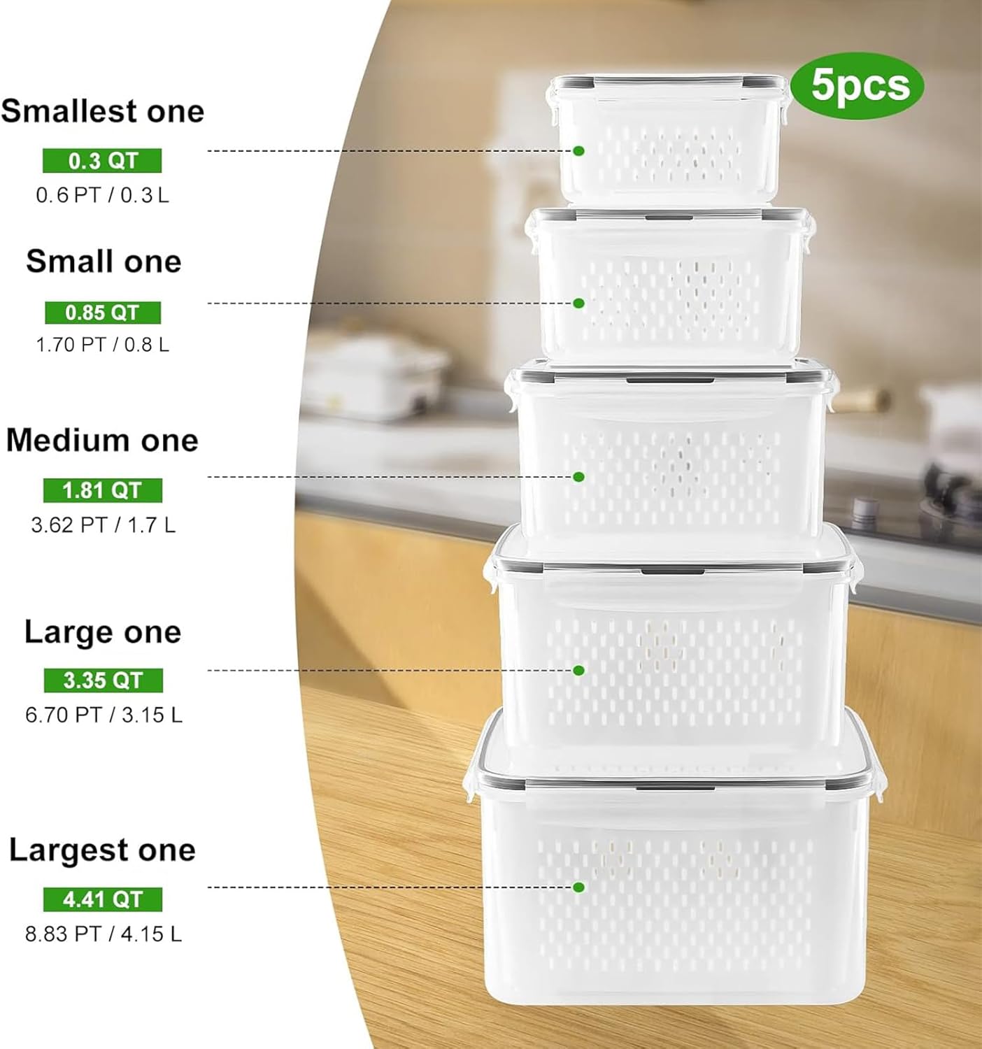 Thumbnail 1 de 5-Pack Large Fruit Containers 🥗