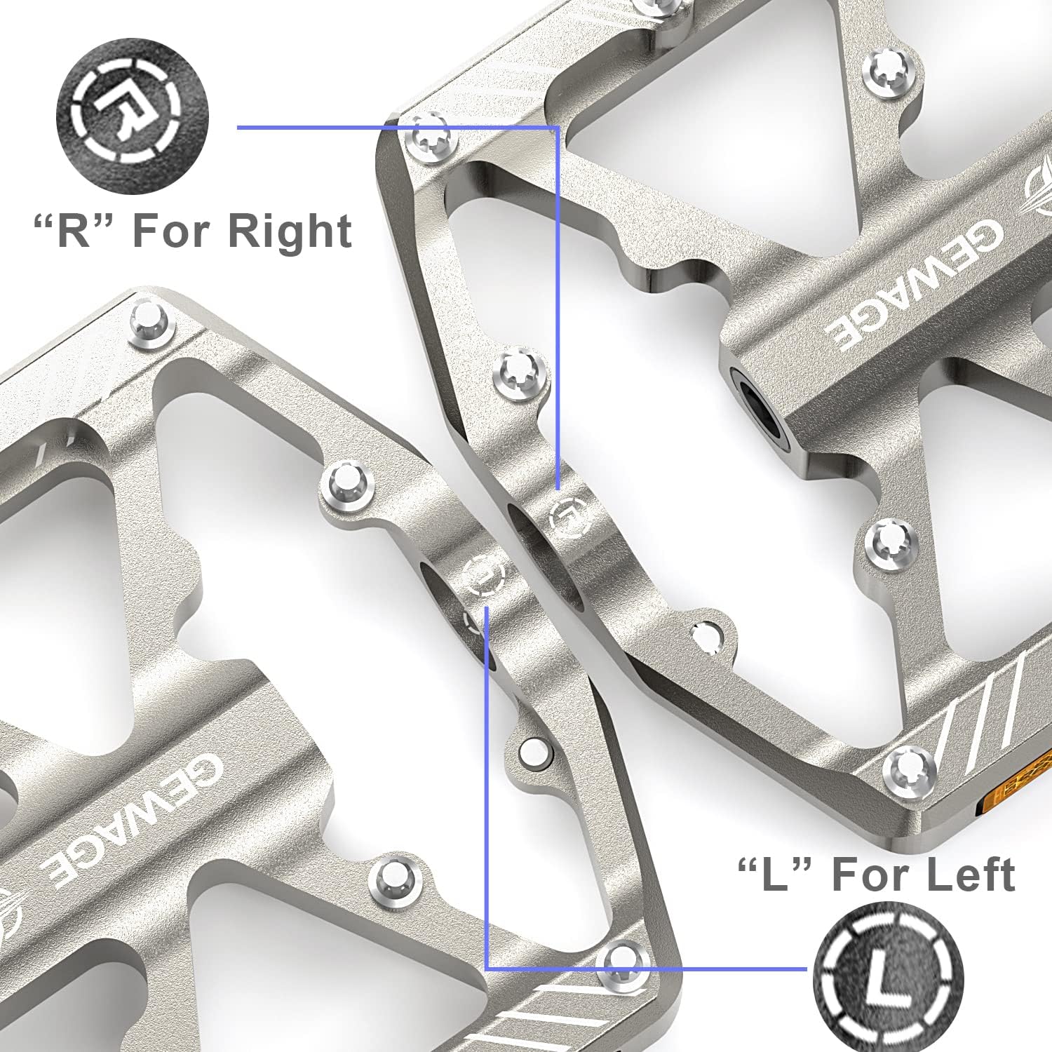 Detalle de GEWAGE Fahrradpedale mit Reflektoren – CNC-Aluminium Plattformpedale, 9/16 Zoll