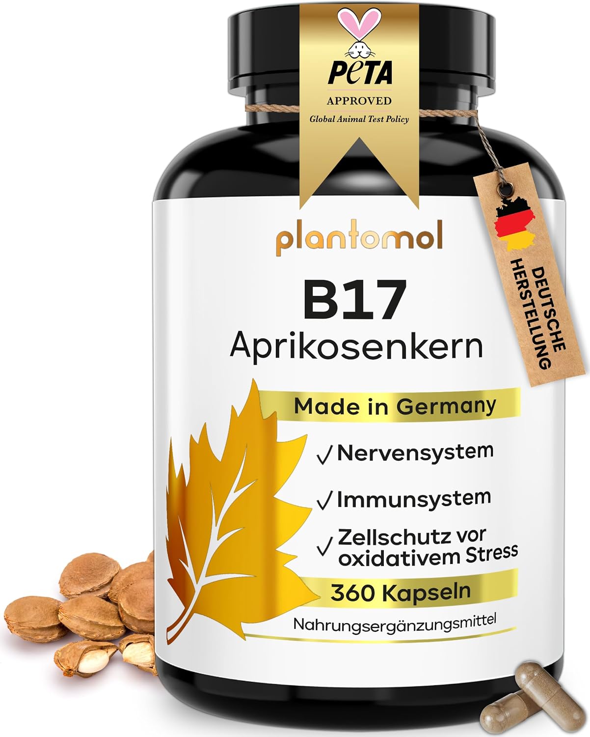 Detalle de 360 Aprikosenkerne Kapseln 1100 mg ⚙