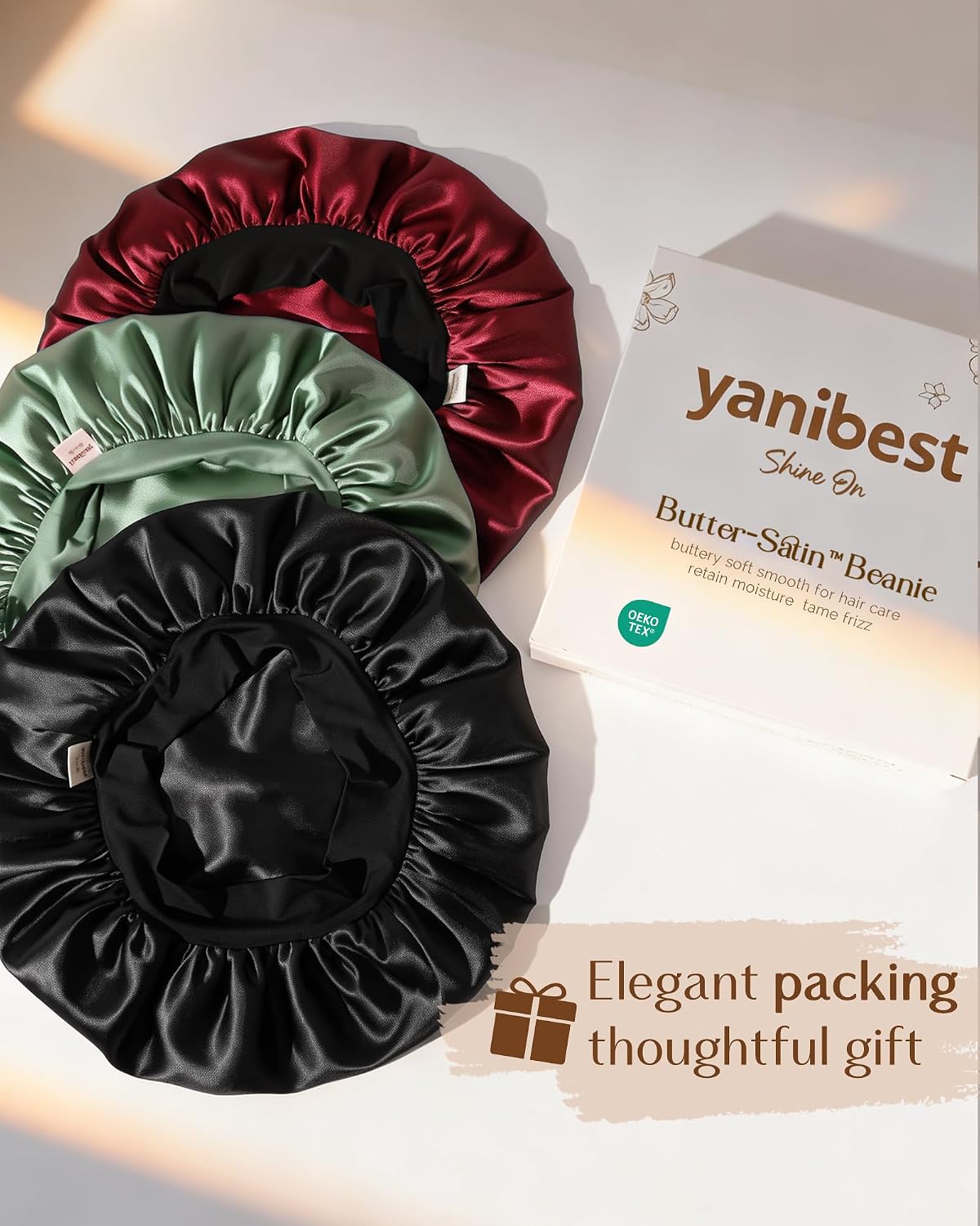 Detalle 1 de YANIBEST Small Satin Bonnet for Men, Double-Layer Night Cap with Stretchy Band