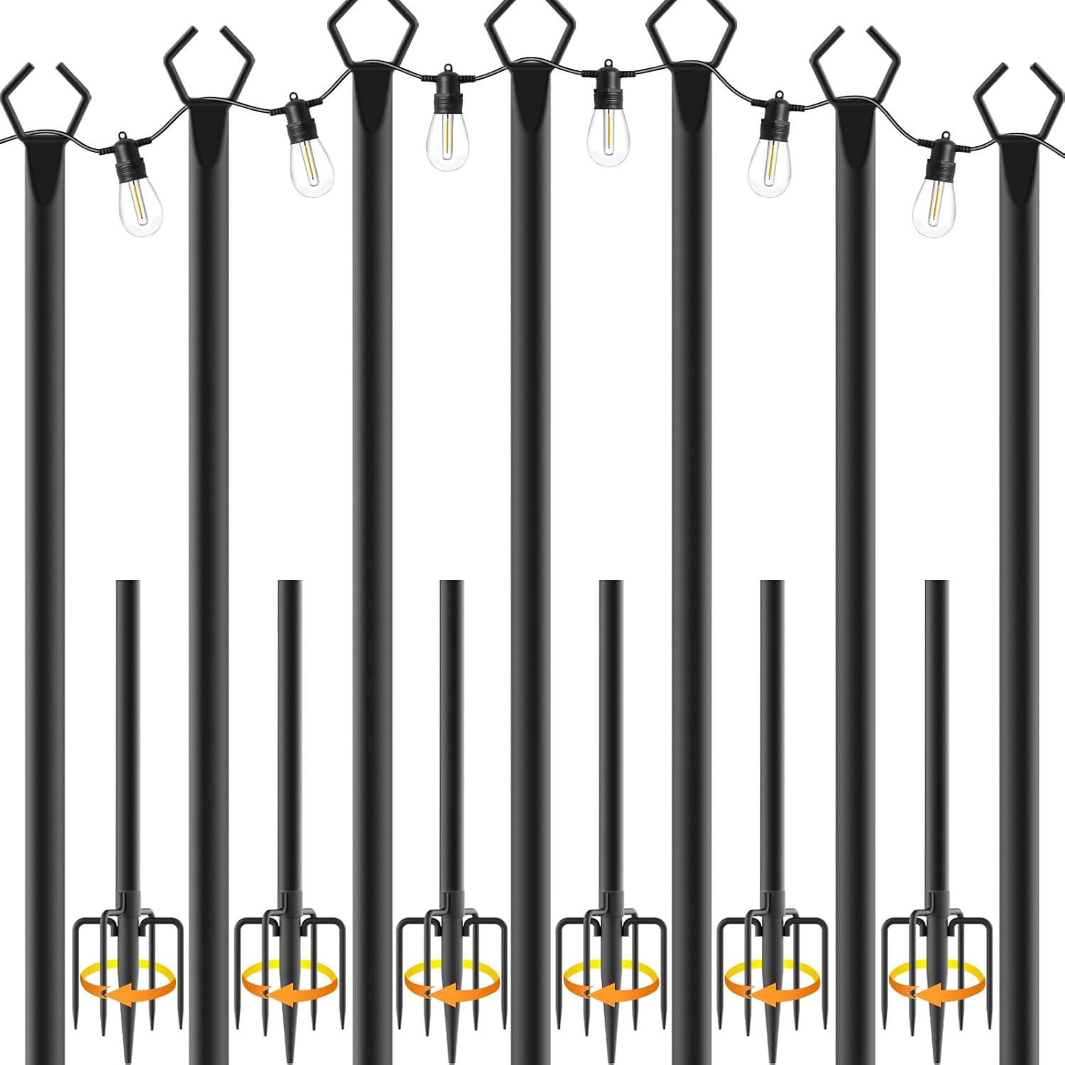 Detalle de NUERPO 45m Neon String Light Poles, 7-Pack 10-Foot Outdoor Metal Stakes