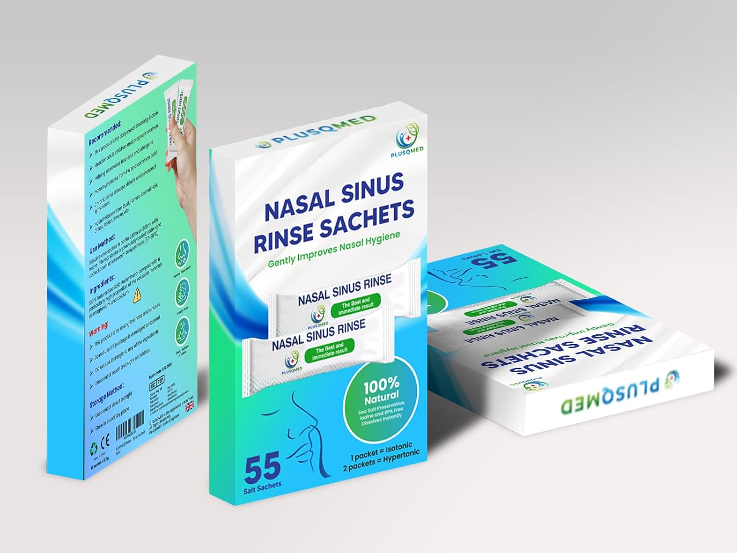 Detalle 2 de PLUSQMED nässköljningssalt, 55 portionspåsar à 2,7 g