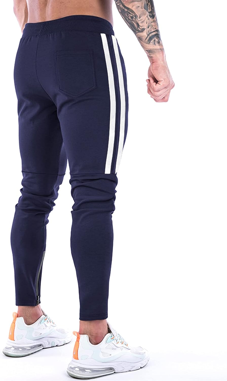 Thumbnail 2 de Suwangi pantaloni tuta uomo slim fit per palestra e running con righe e tasche con zip