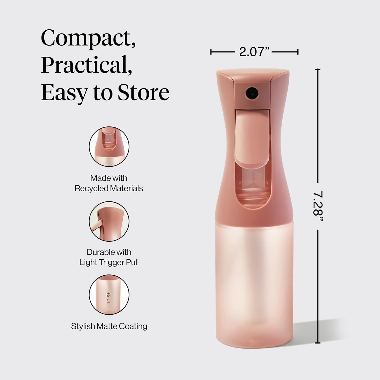 Detalle 2 de Kitsch 64808 Continuous Spray Bottle for Hair, 150 ml, Terracotta