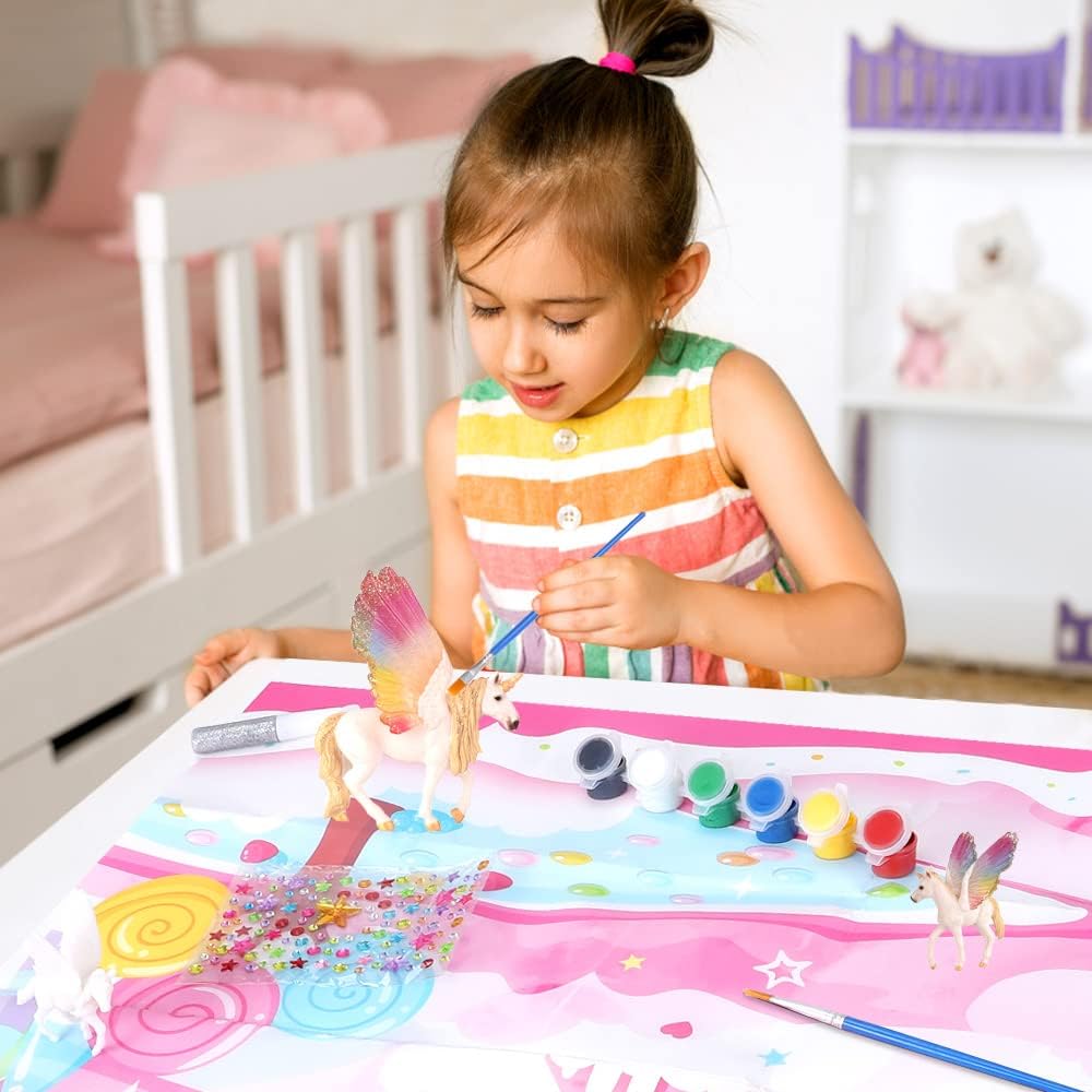Thumbnail 6 de Lekebaby Einhorn Malset für Mädchen (4–8 Jahre) mit 12 Einhörnern, 4 Pinseln und Glitter-Gelen