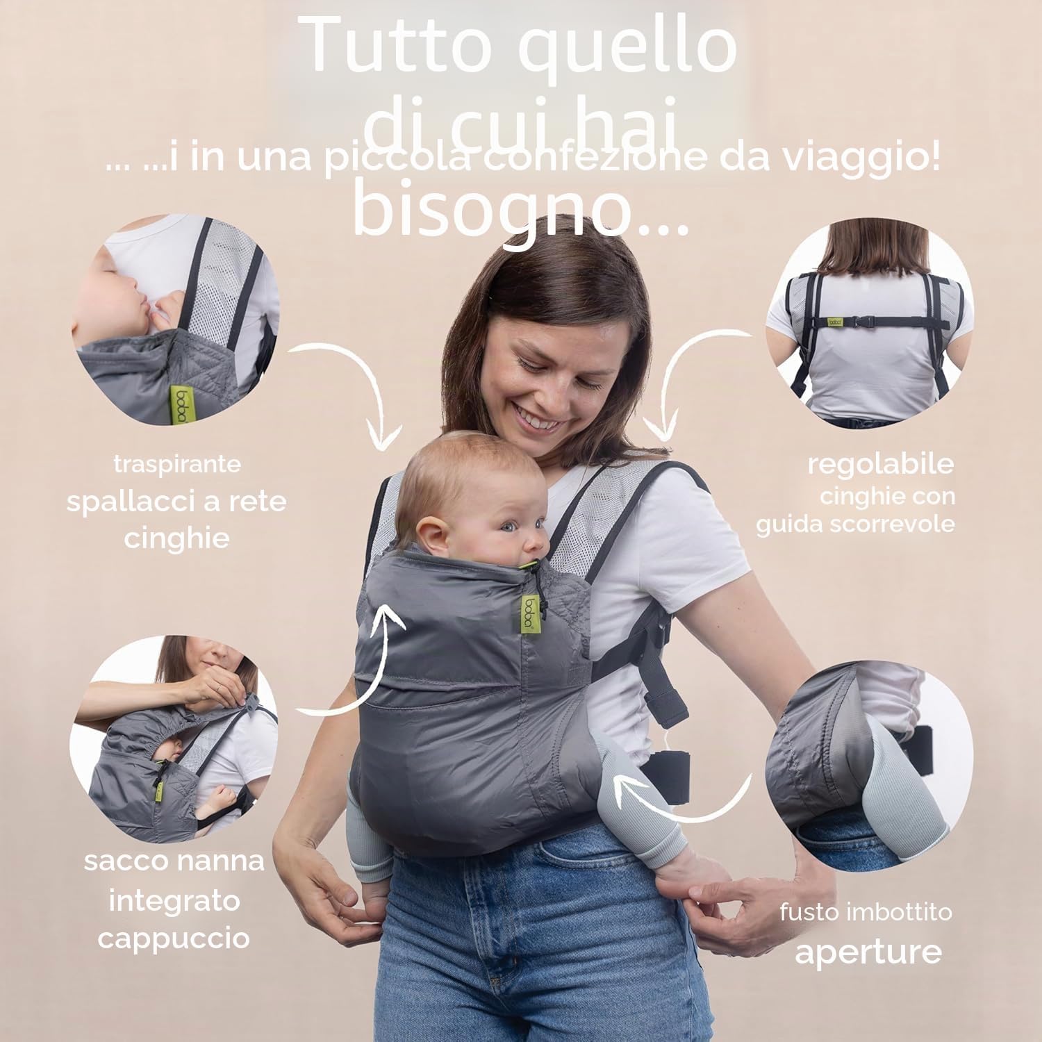 Thumbnail 5 de Boba Air Grey – Marsupio porta bebè ergonomico, ultra leggero per neonati 6,8–20 kg