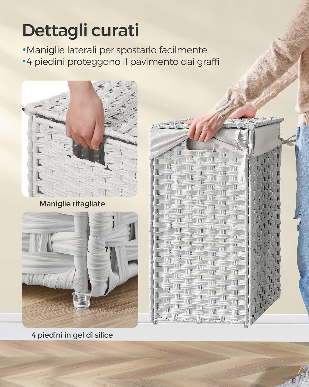 Detalle de SONGMICS Cestino 90 L con coperchio