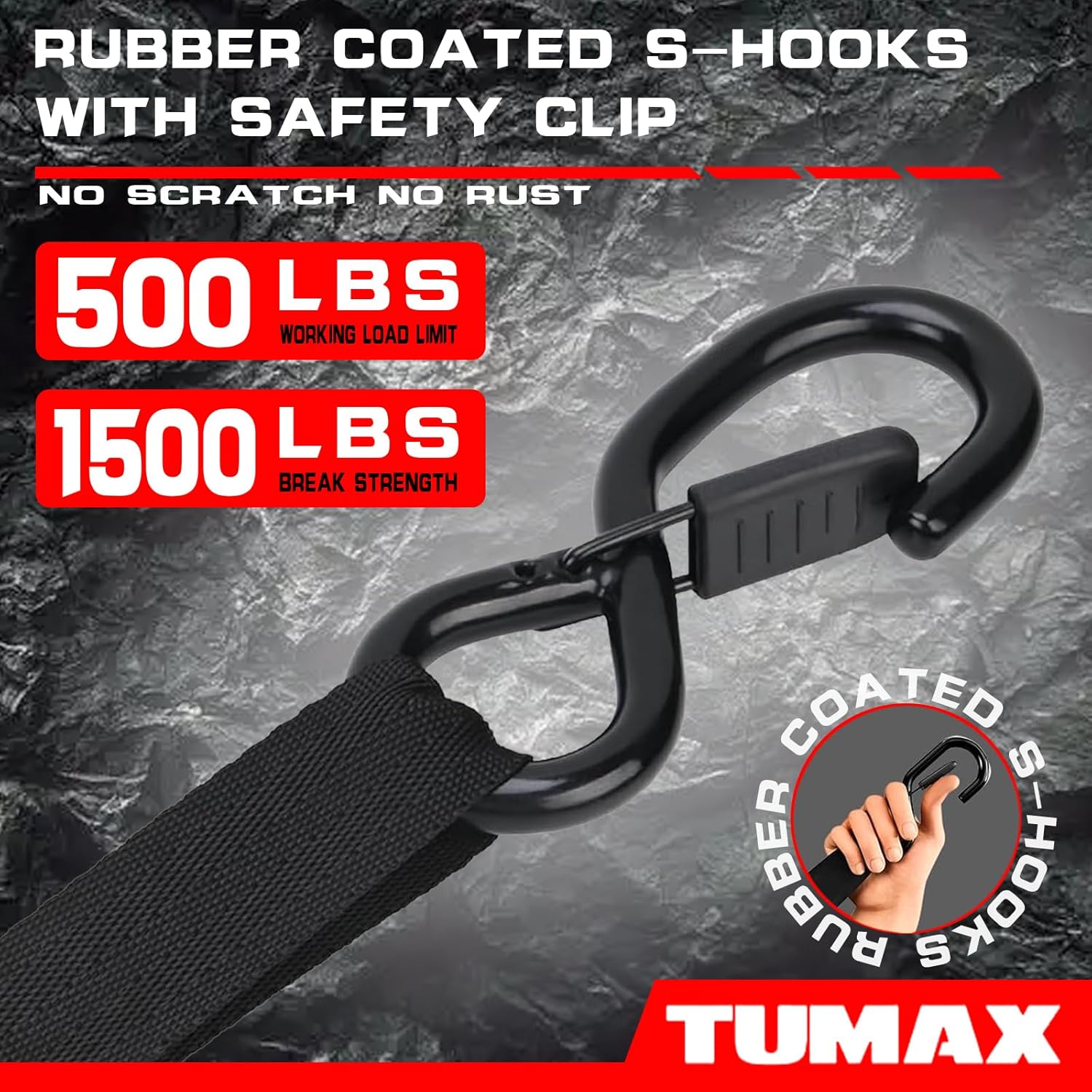Thumbnail 4 de TUMAX Retractable Ratchet Straps (2-Pack) with S-Hooks
