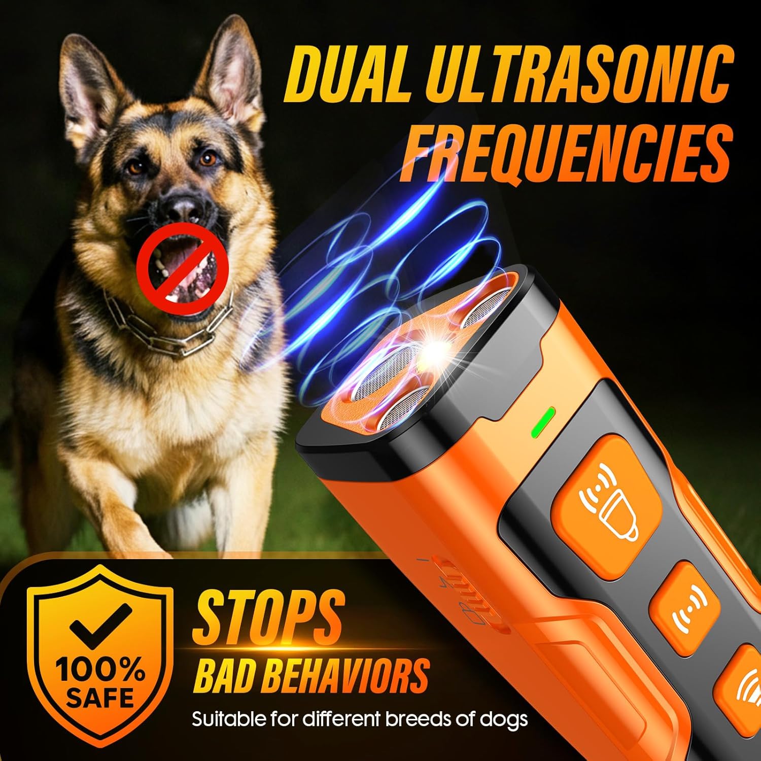 Thumbnail 3 de YUYQA Dog Bark Deterrent Device (3X Ultrasonic) with 6 Training Modes, Up to 23 FT Range