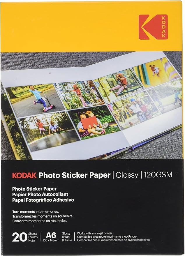 KODAK Papel Fotográfico Autoadhesivo A6 ✂️ 20 Hojas