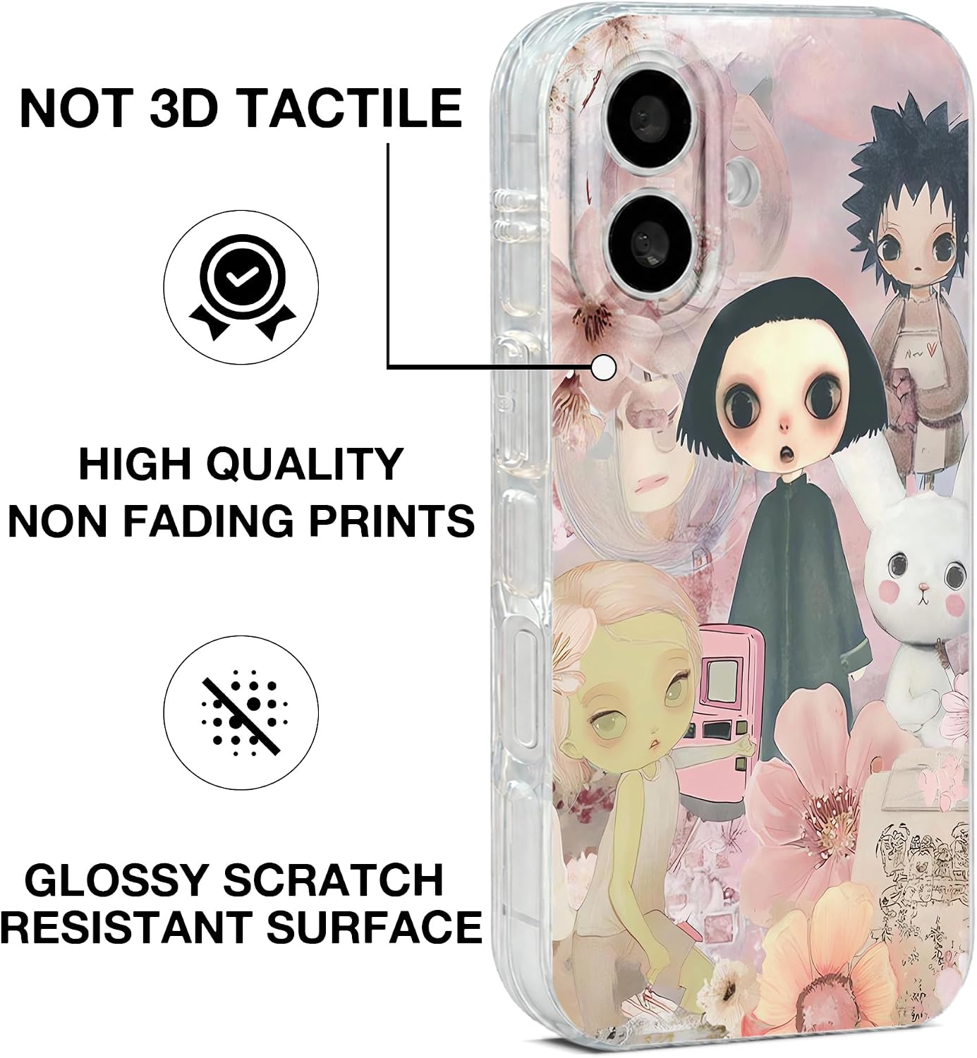 Detalle 2 de GEQCDBN iPhone 17 TPU Case, Kawaii Collage Print, Slim Protective Cover