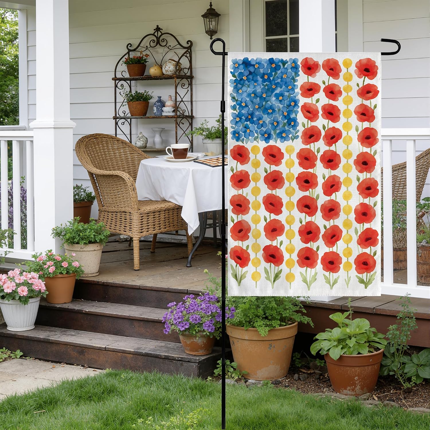 Detalle 2 de OHOME Memorial Garden Flag-OHOME-1127, Double-Sided Patriotic Poppy Flag, 12 x 18 Inches