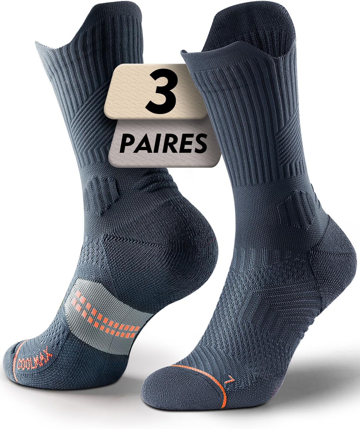 Detalle de Chaussettes de course à pied en bambou Juclise (compression 15 à 20 mmHg) Coolmax pour homme