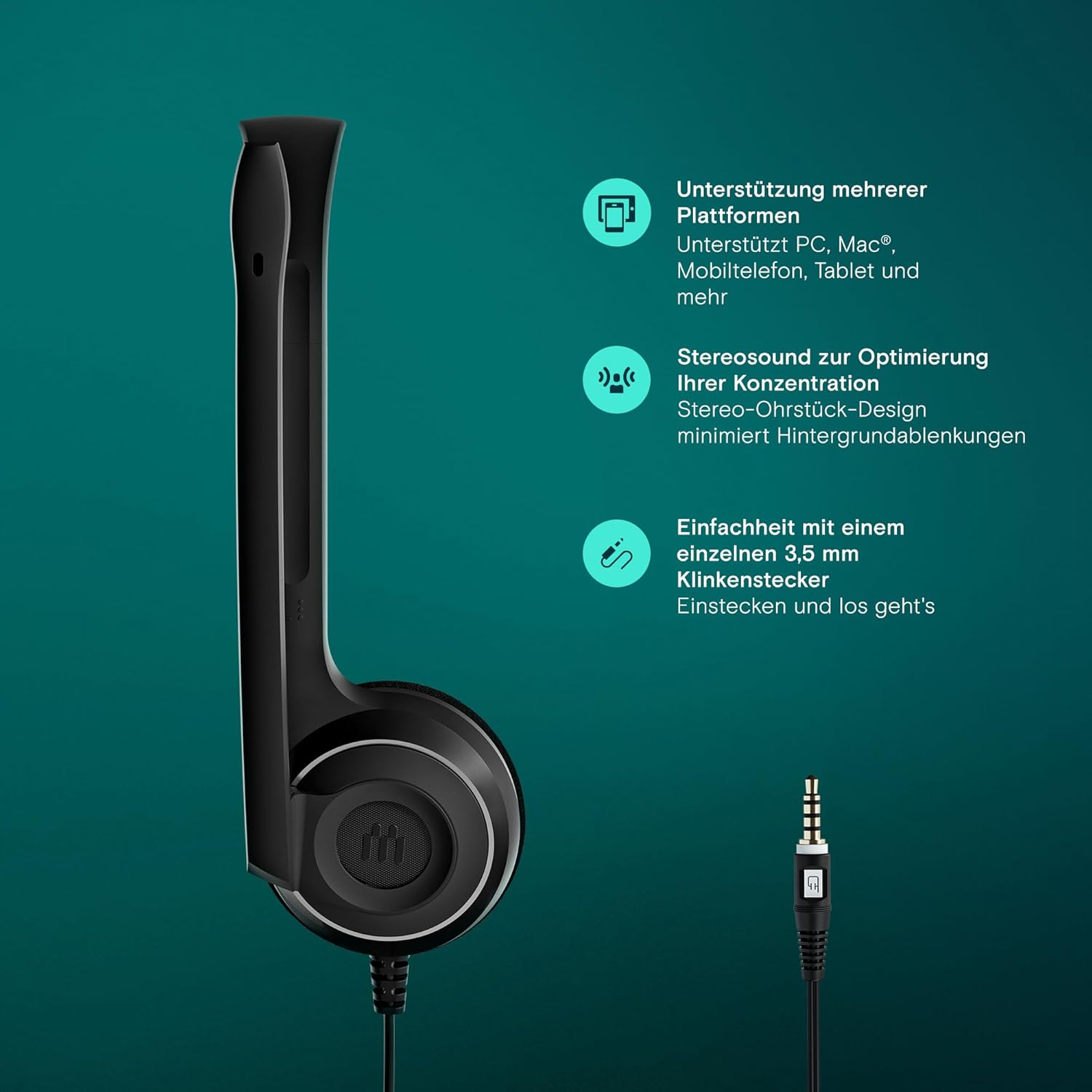 Thumbnail 2 de EPOS PC5 Chat kabelgebundenes Headset (3,5-mm-Klinke) für PC, Meetings & Online-Klassen