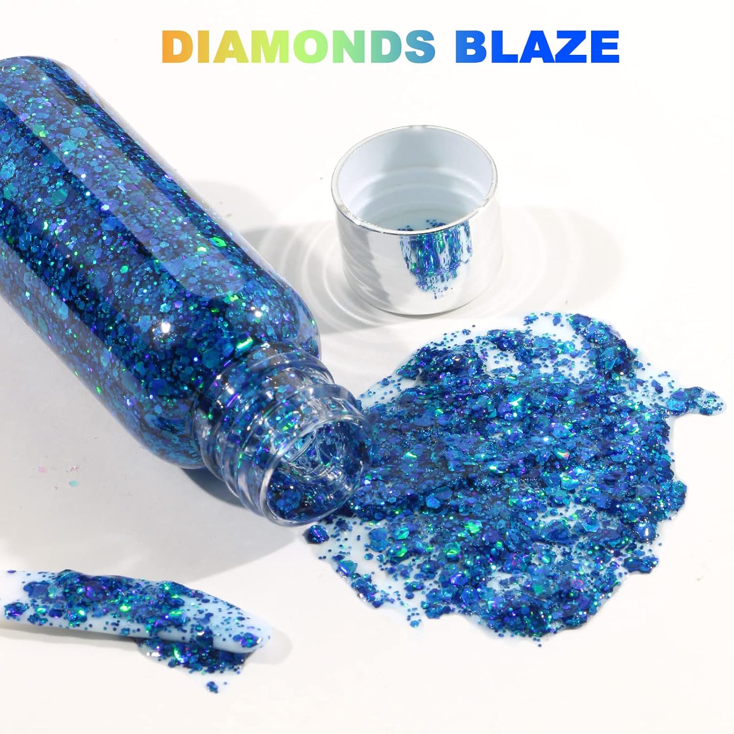 Detalle de URAQT Body Glitter Gel – Chunky Glitter Gel in Blau
