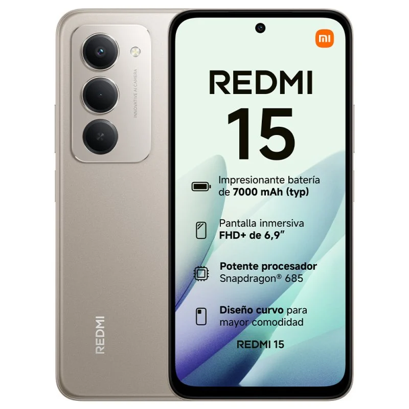 Detalle de Xiaomi Redmi 15 4G 8GB 256GB – 6,9 pulgadas, Dual SIM, NFC, Gris Titán (versión importada)