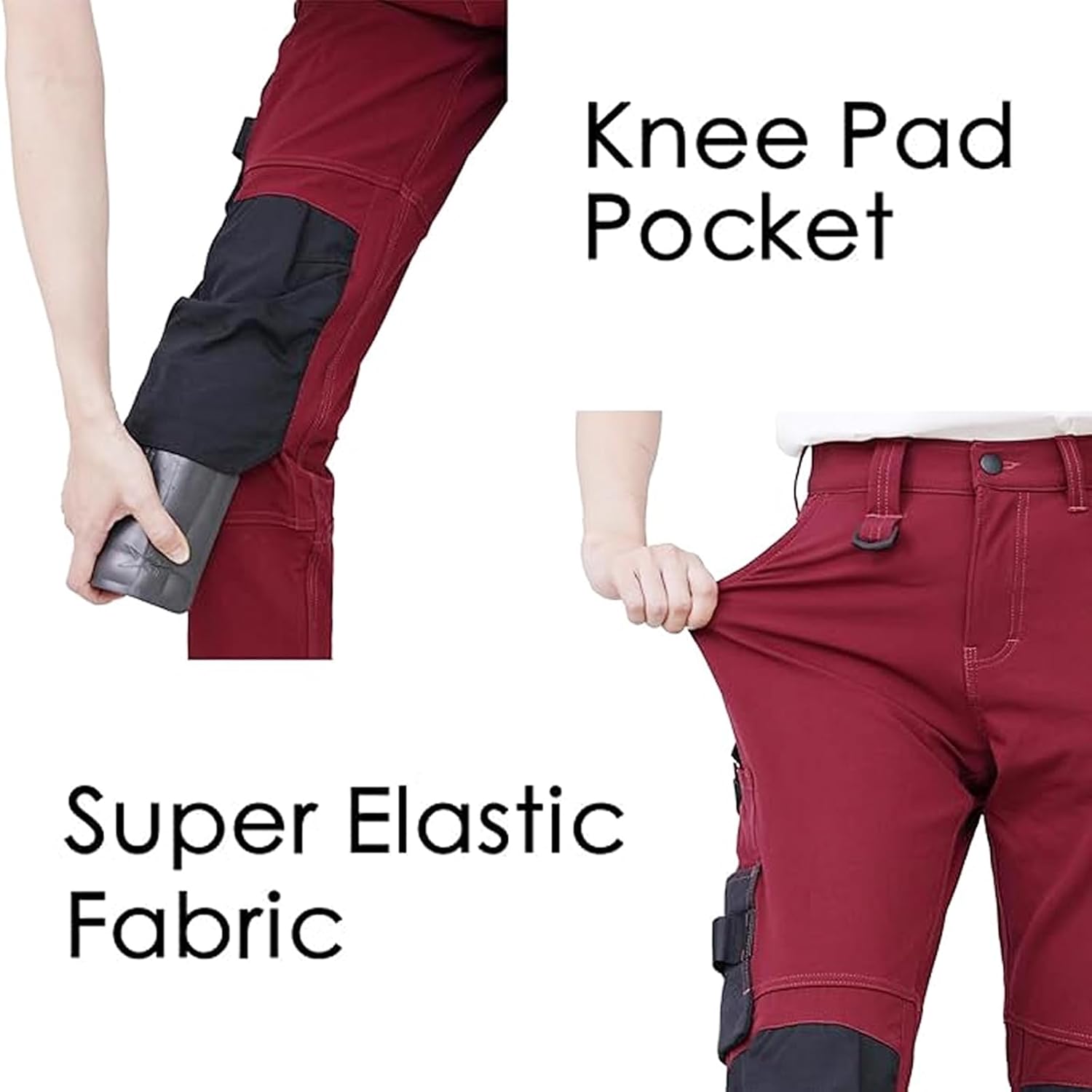 Detalle de WORK IDEA Women's Cargo Work Trousers: Stretchy, Durable & Practical Utility Pants