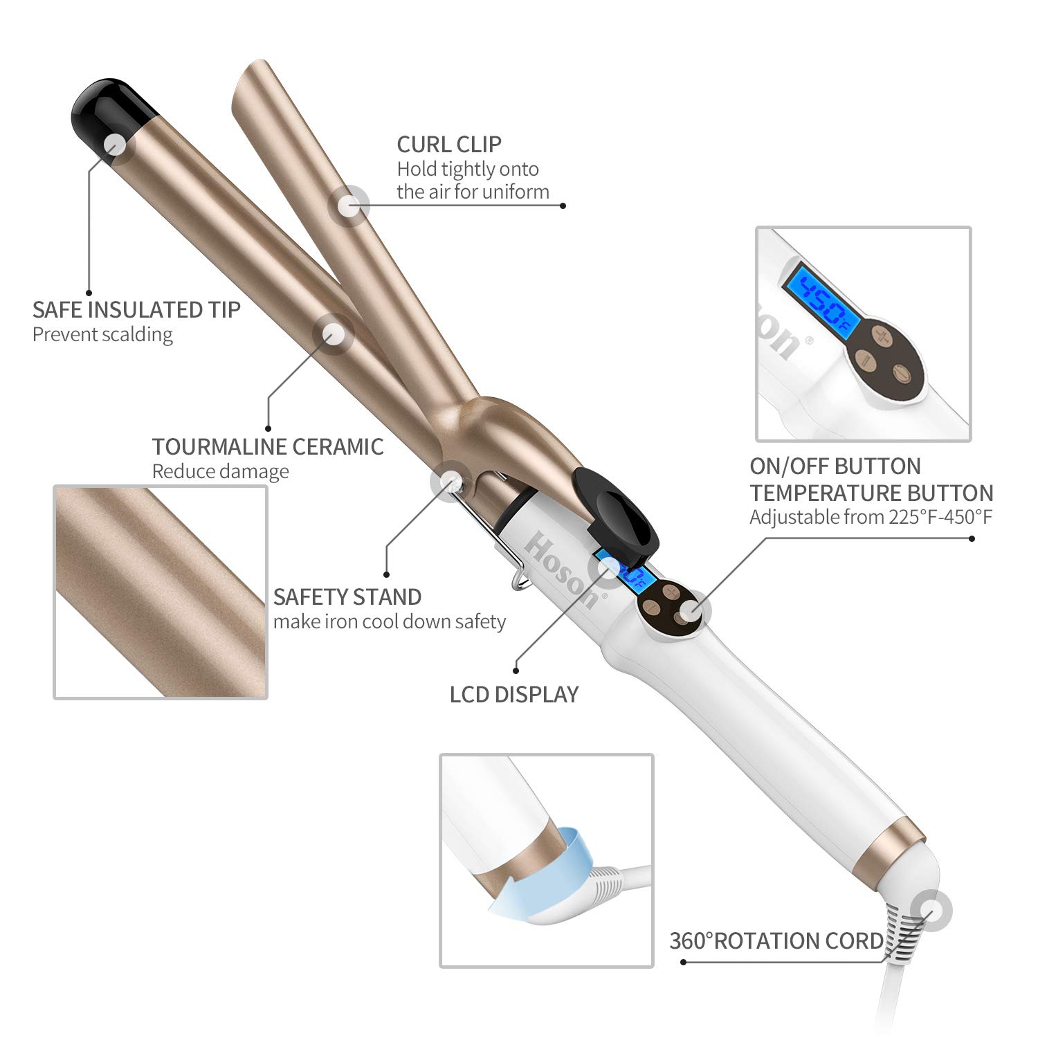 Thumbnail 4 de Hoson 1 Inch Curling Iron with Ceramic Tourmaline Coating