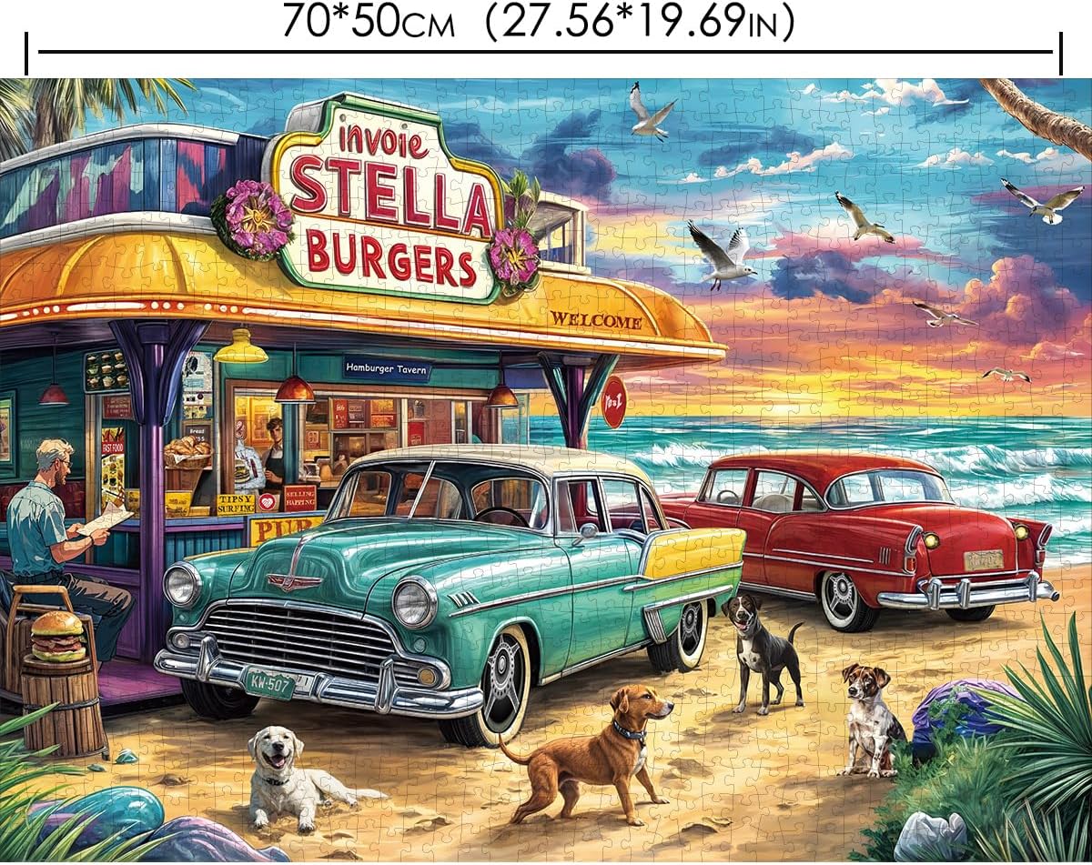 Detalle de Puzzle 1000 Teile „Seaview Campground“ – Erwachsenenpuzzle für Familie, 70 x 50 cm