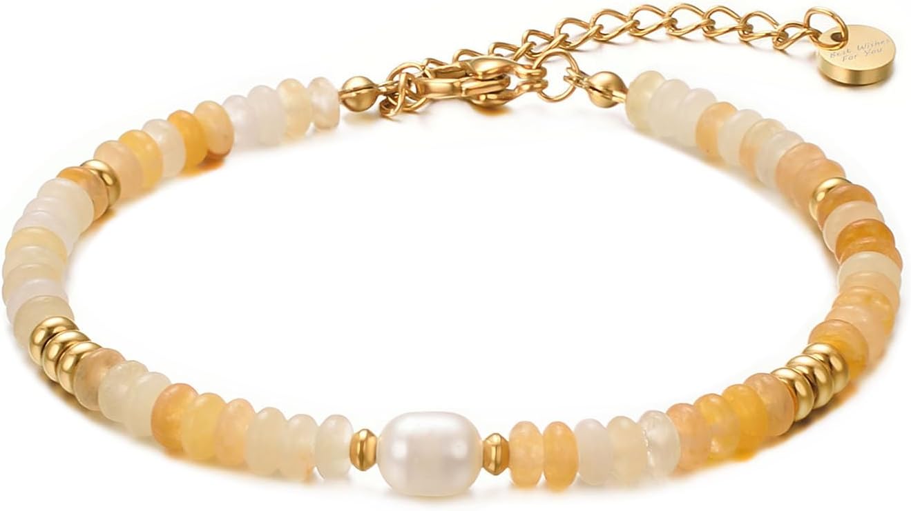 Thumbnail 6 de Vissen Naturstein Armband Damen – Perlen, verstellbar, vergoldet