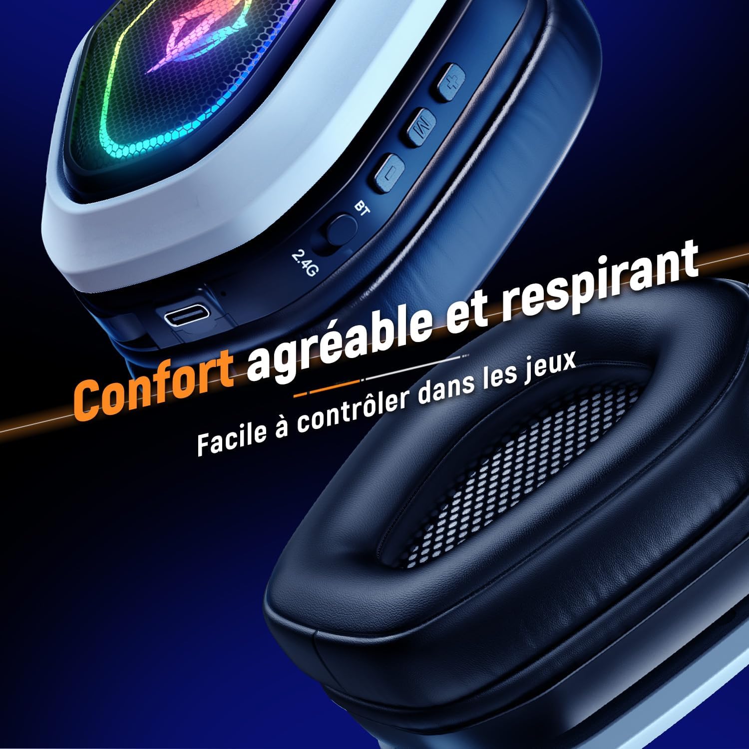 Thumbnail 6 de Ozeino Casque Gaming Sans Fil: liberté, confort et son immersif pour PC, PS5/PS4 et mobile
