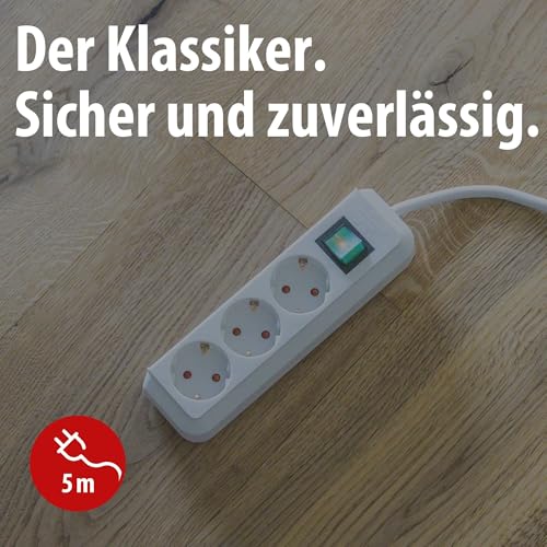 Detalle 2 de Brennenstuhl Eco-Line 3-Fach Steckdosenleiste mit 5 m Kabel, weiß