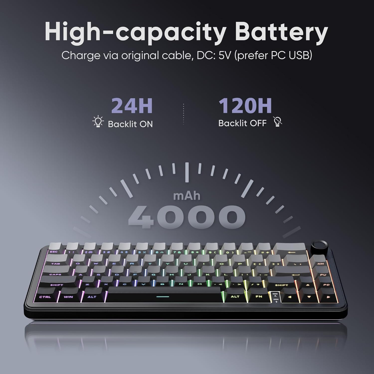 Thumbnail 6 de RedThunder K65 Wireless Mechanical Gaming Keyboard: 65% Gasket, Hot-Swap, Triple-Mode