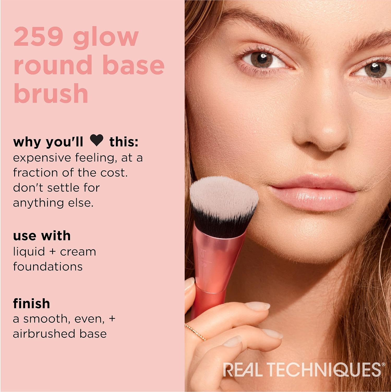 Detalle de Real Techniques Glow 259 brocha base 🪄