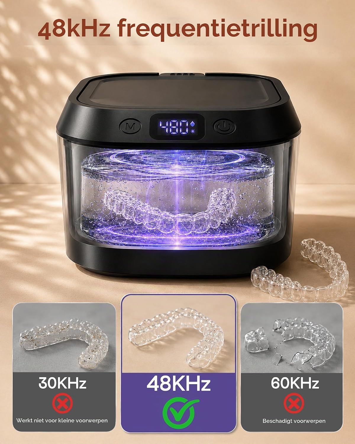 Thumbnail 2 de Akdvewi BCM-190 ultrasoon reinigingsapparaat, 48 kHz en UV-licht, 220 ml