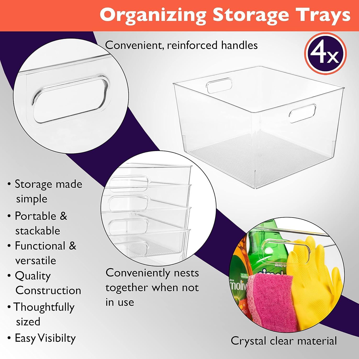 Detalle 2 de ClearSpace XL Plastic Bins – 4 Pack ⚙