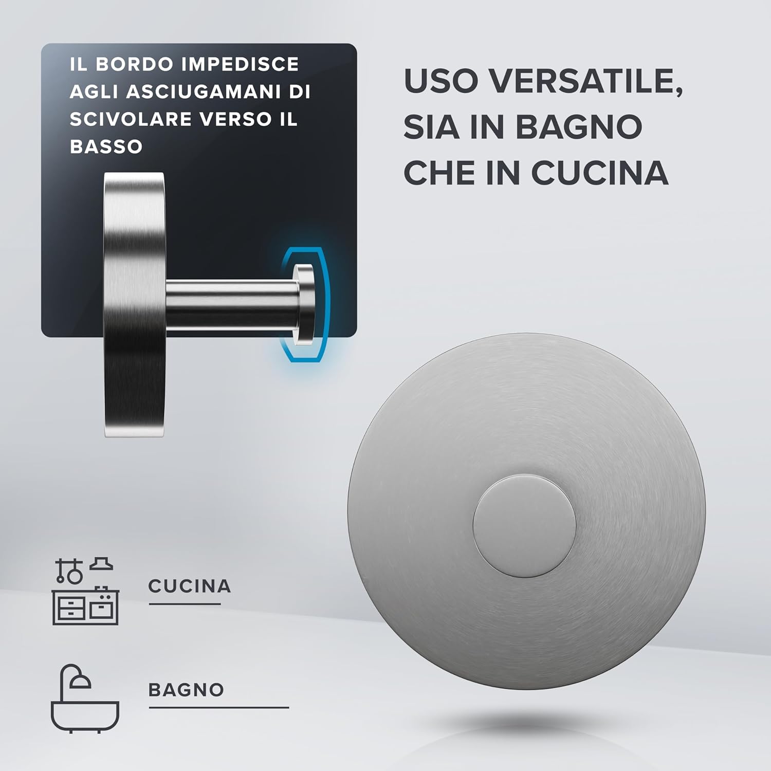 Thumbnail 1 de Ovimar Gancio per Doccia/Termosifone Strib – Set da 2 in acciaio inox argentato