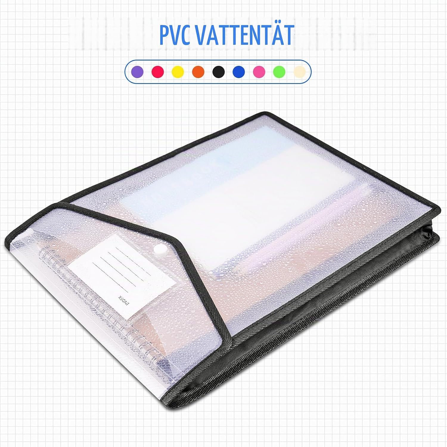 Detalle 1 de Vicloon A4-dokumentmappar, 9-pack med snäppstängning och kortfack