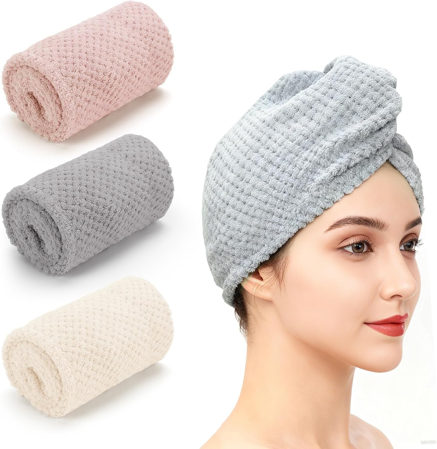 Microfibre Hair Towel Wraps, 4-Pack