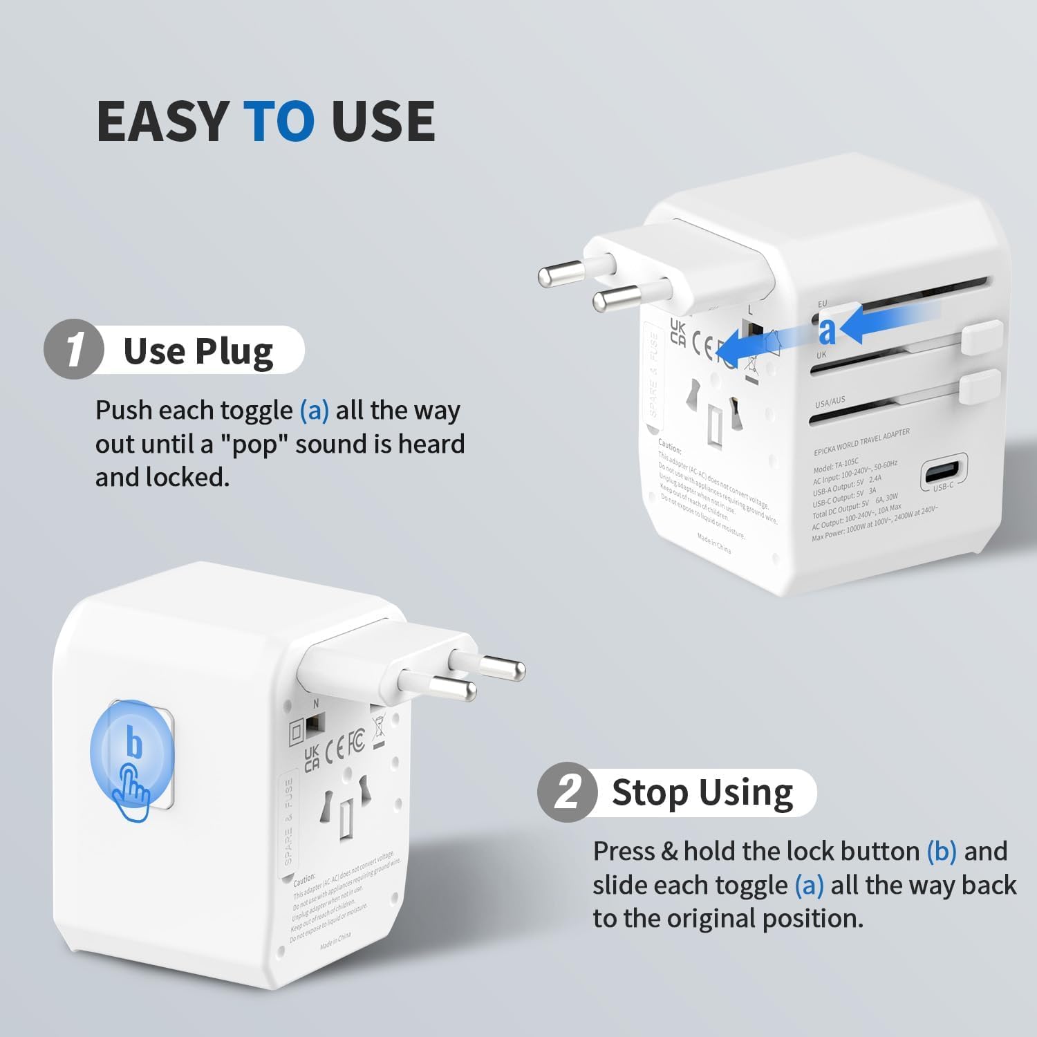 Thumbnail 6 de EPICKA Reiseadapter Weltweit 30 W TA-105C