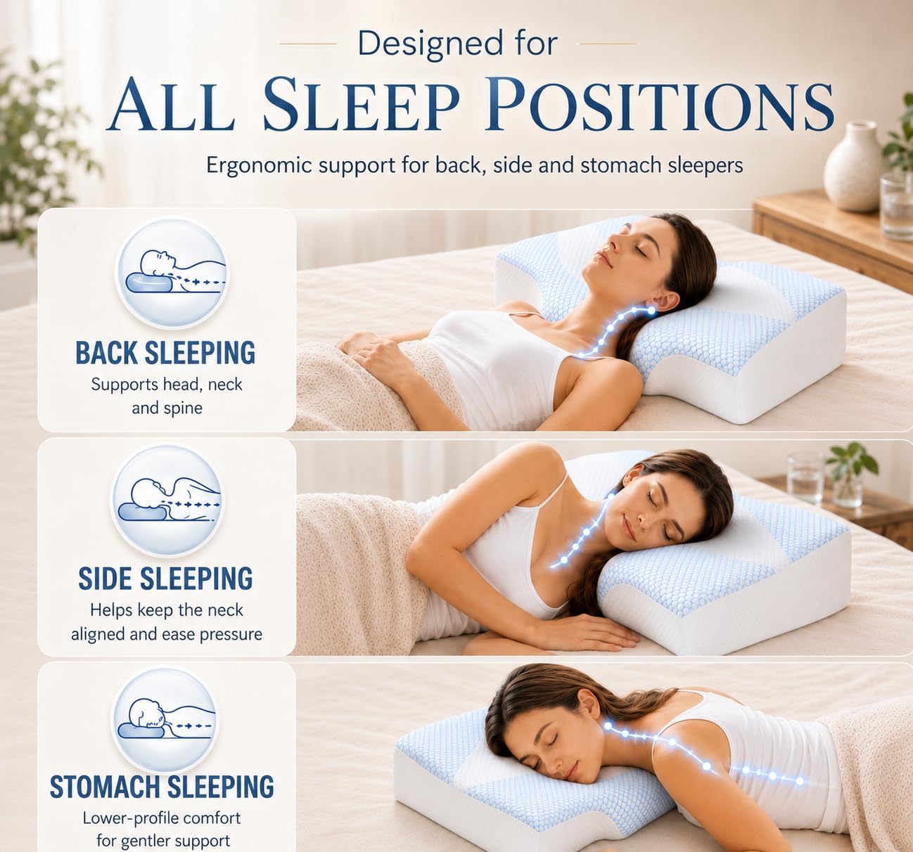 Detalle 2 de Ergonomic Cervical Memory Foam Neck Support Pillow 5X