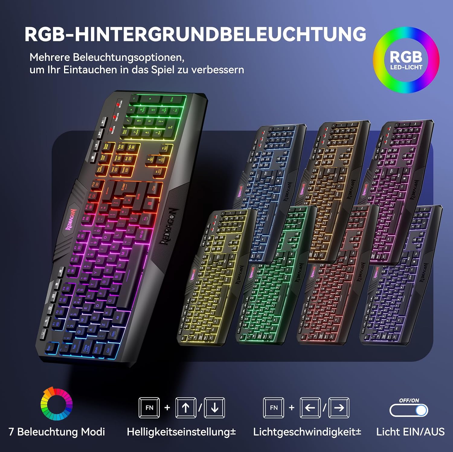Detalle de Redragon S101 Gaming Tastatur und Maus Set 4200 DPI
