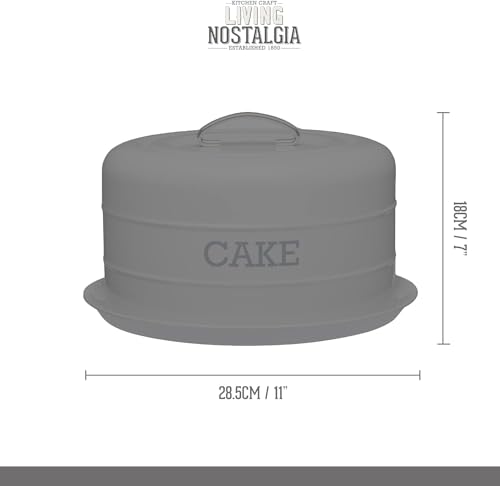 Detalle 2 de Kitchen Craft Living Nostalgia Tortiera con Coperchio a Cupola in Acciaio Inossidabile, Bianco 28,5 cm x 18 cm