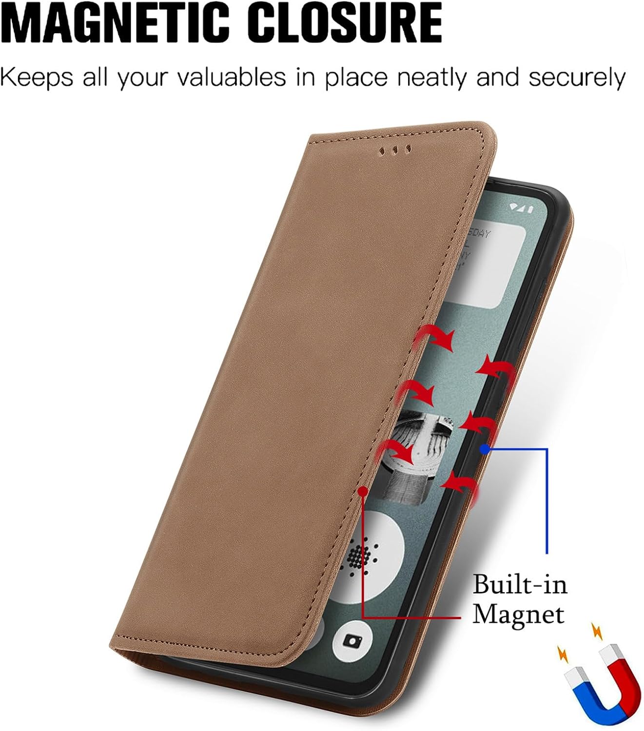 Thumbnail 1 de Cracedily for Nothing CMF Phone 1 Case – Leather Wallet Flip Case with Card Holder