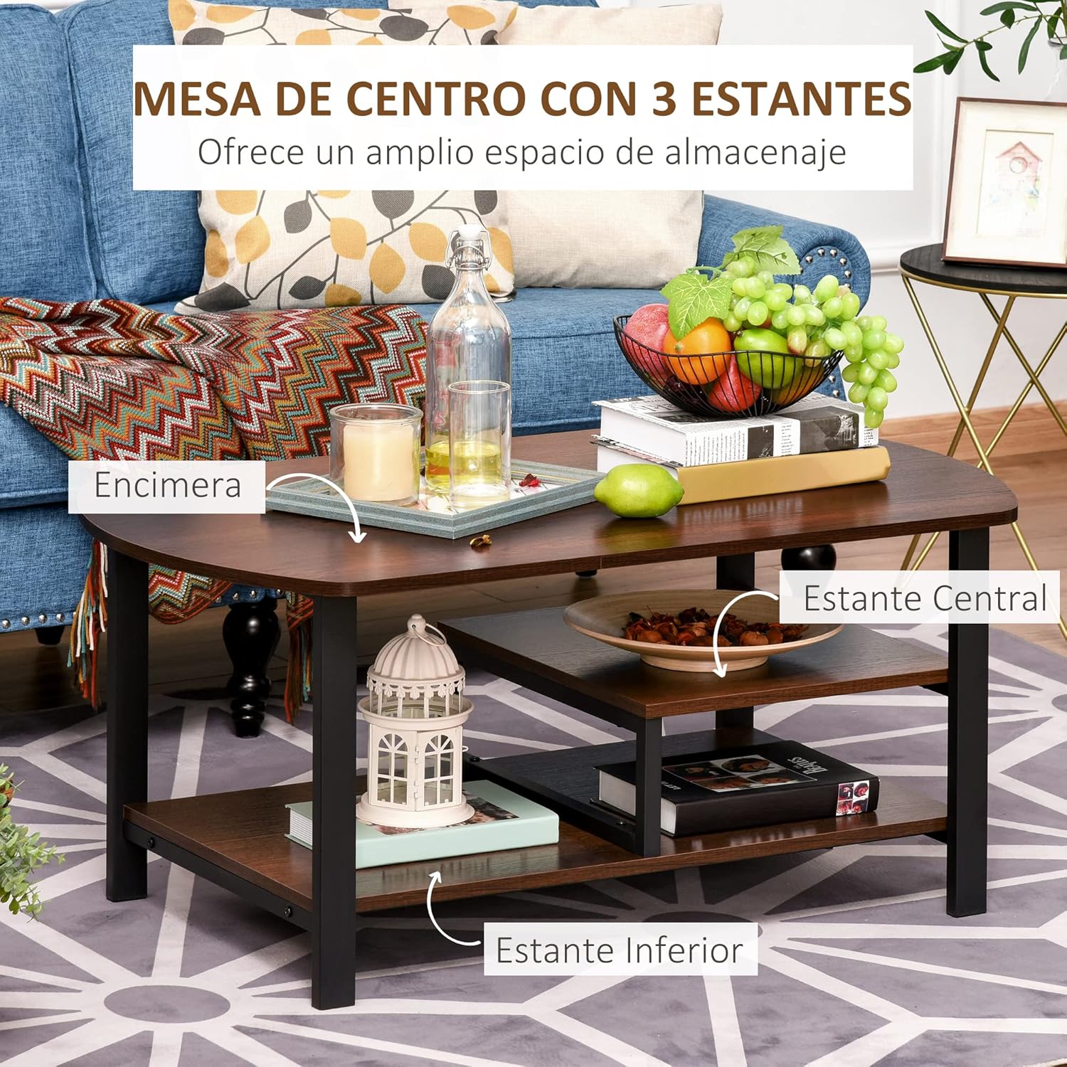 Detalle 2 de HOMCOM Mesa de Centro 100x60x46 cm