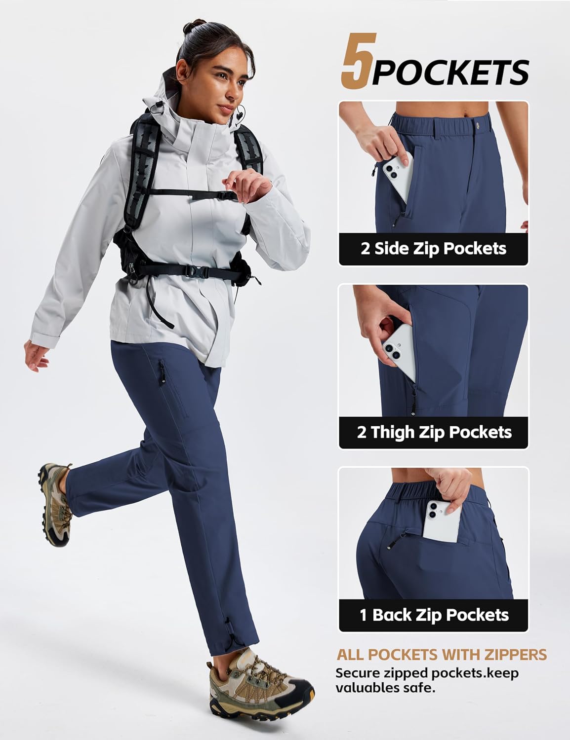 Thumbnail 4 de MoFiz Women's Hiking Cargo Pants: Lightweight, Quick-Dry, UPF 50+ Water-Resistant Travel Pant