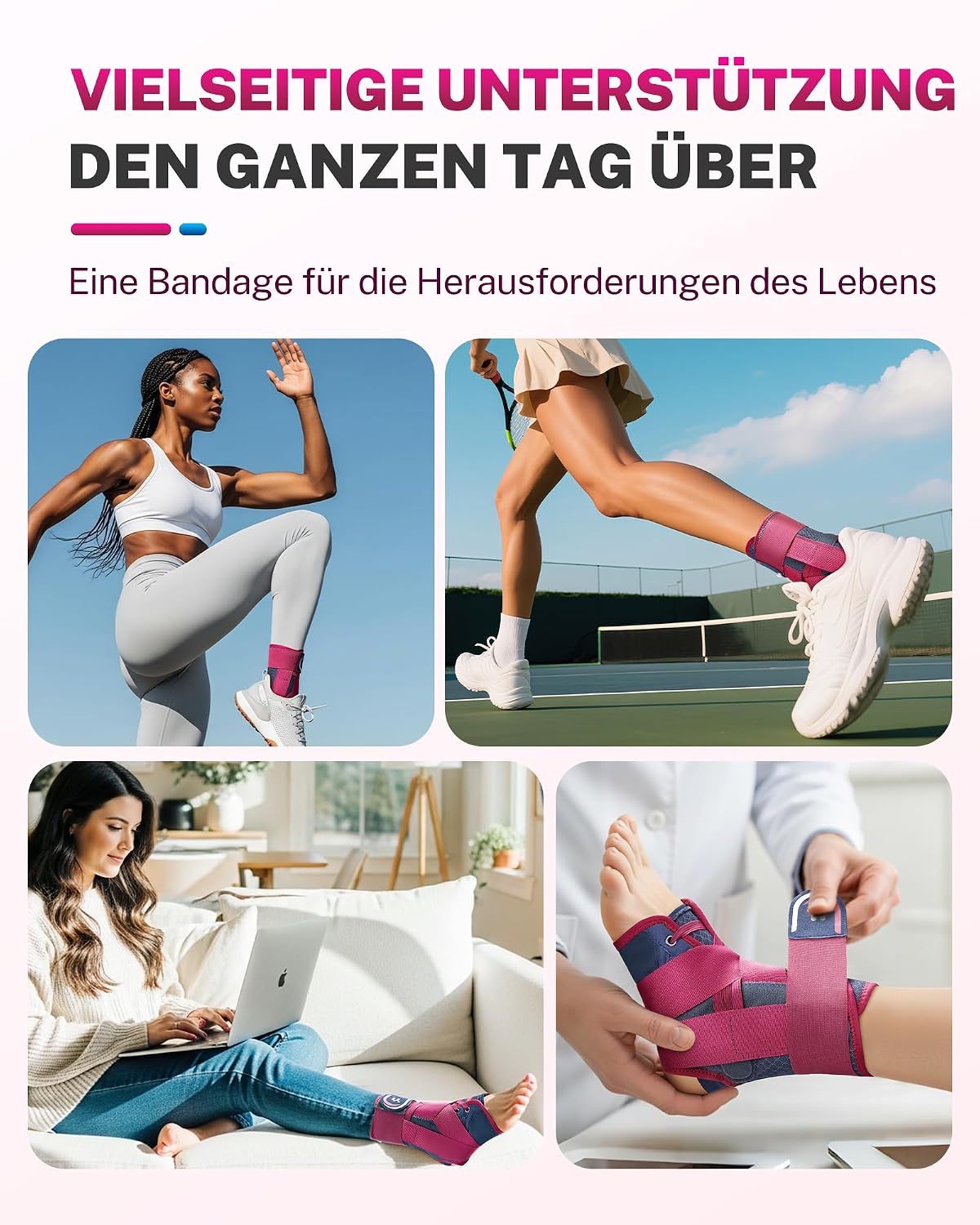 Thumbnail 6 de Fitomo Sprunggelenkbandage mit beidseitig herausnehmbaren Schienen, Schnellverschluss & „Figur 8“-Stütze – für Sport und Alltag