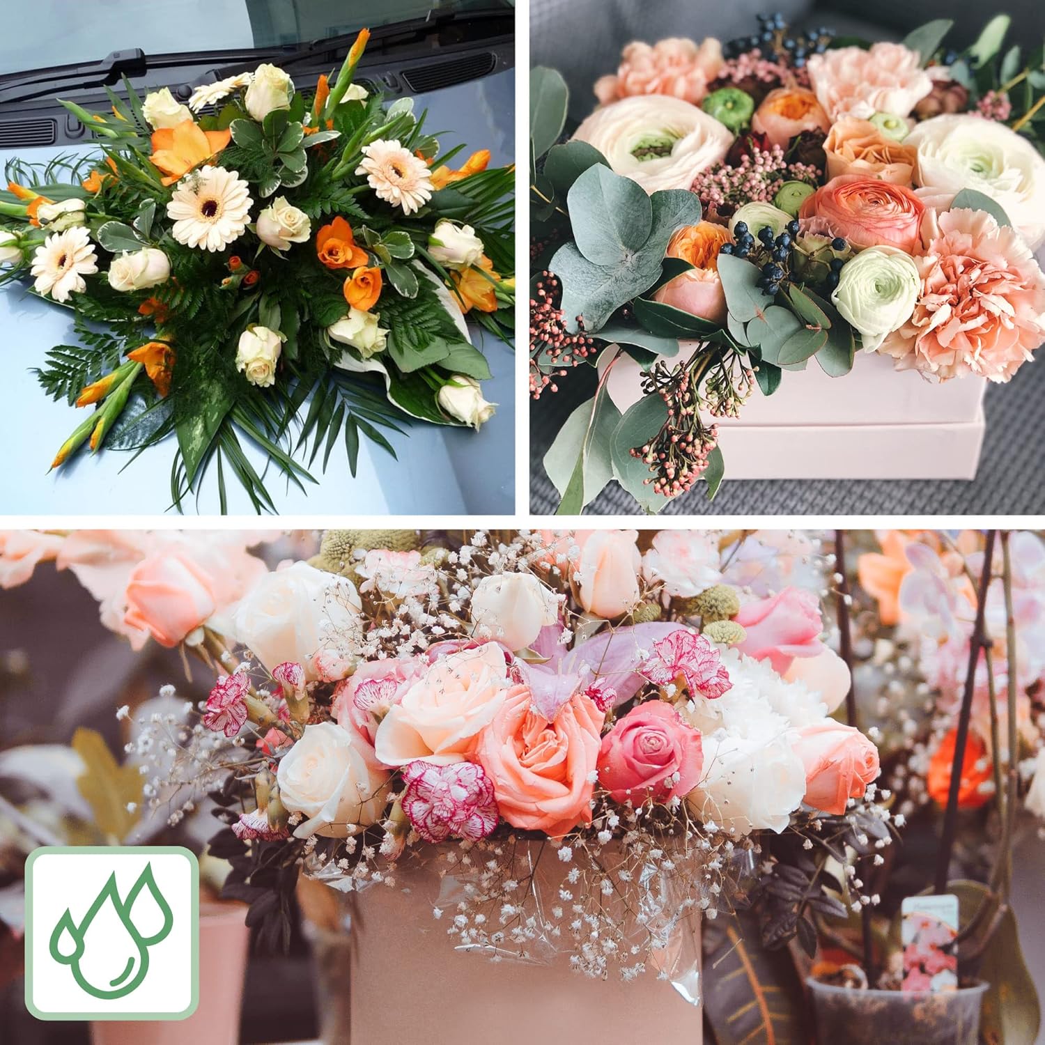 Thumbnail 1 de com-four® 3X Mousse de bouchage pour fleurs fraîches – 20 x 10 x 7 cm, vert (3 pièces)