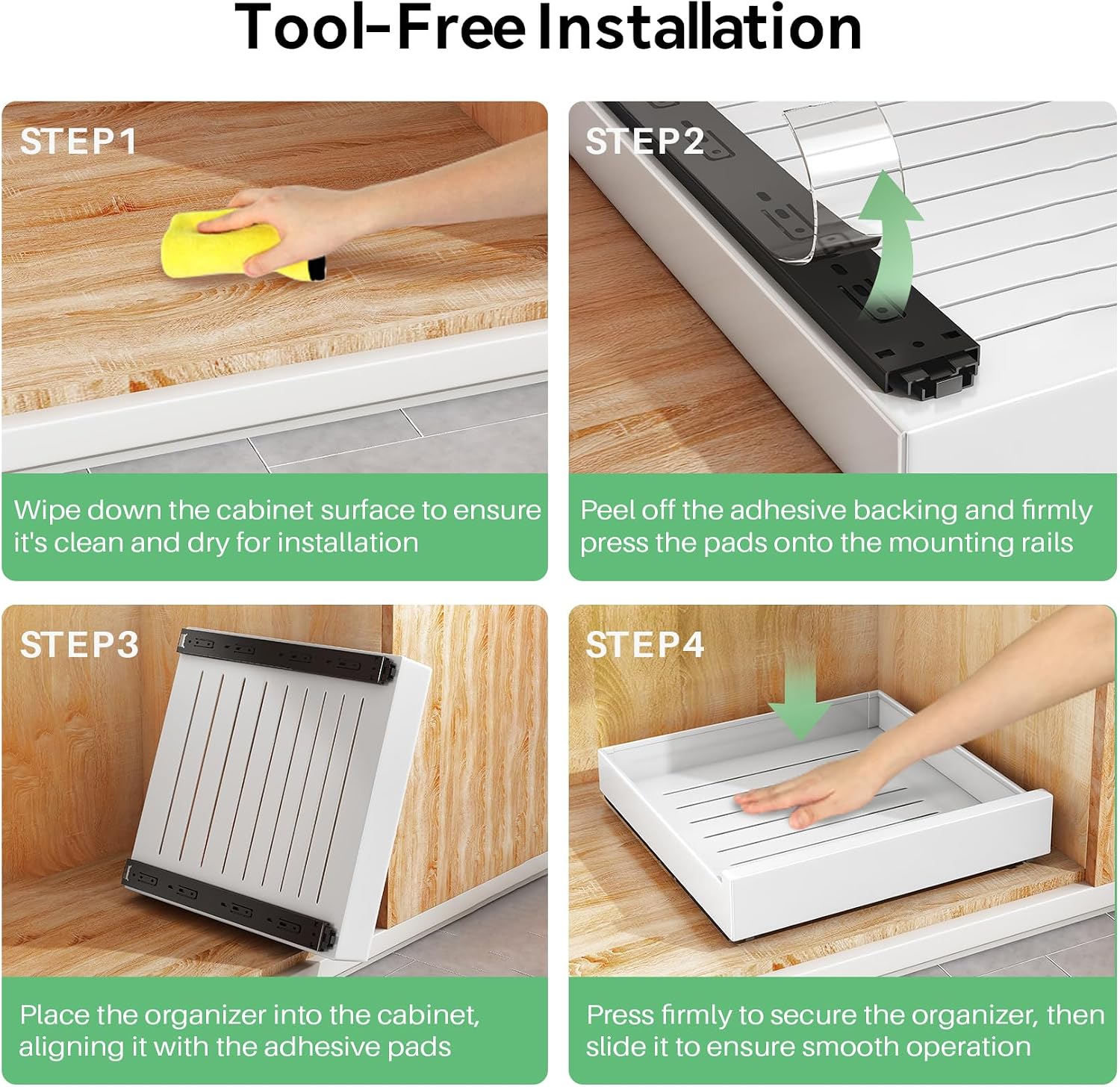 Thumbnail 4 de Pull Out Cabinet Organizer with Nano Adhesive — Heavy-Duty Full-Extension Drawer for Frameless Cabinets