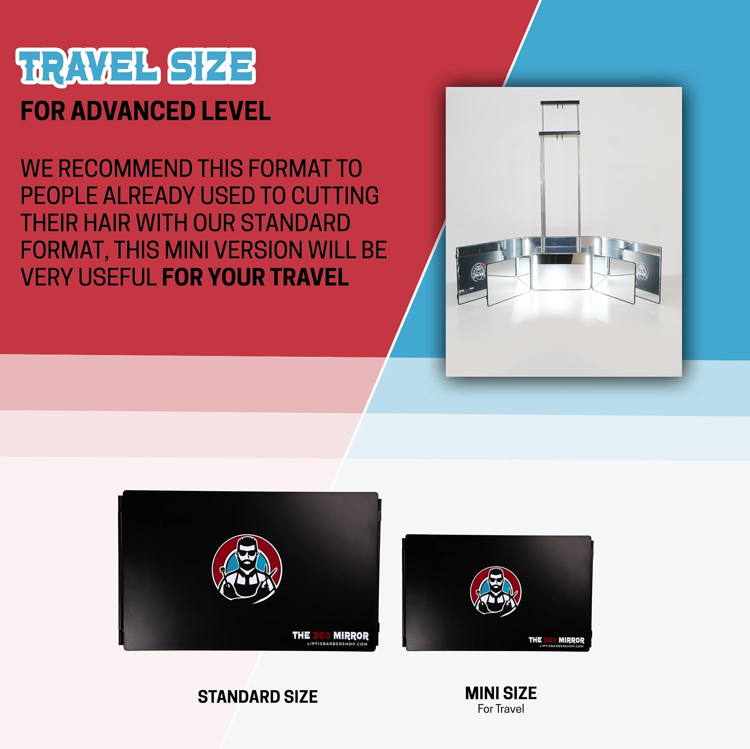 Thumbnail 2 de The 360 Mirror: 3-Way Self Haircut Mirror with Adjustable Mounts and Mini LED (Black, Mini LED Version)