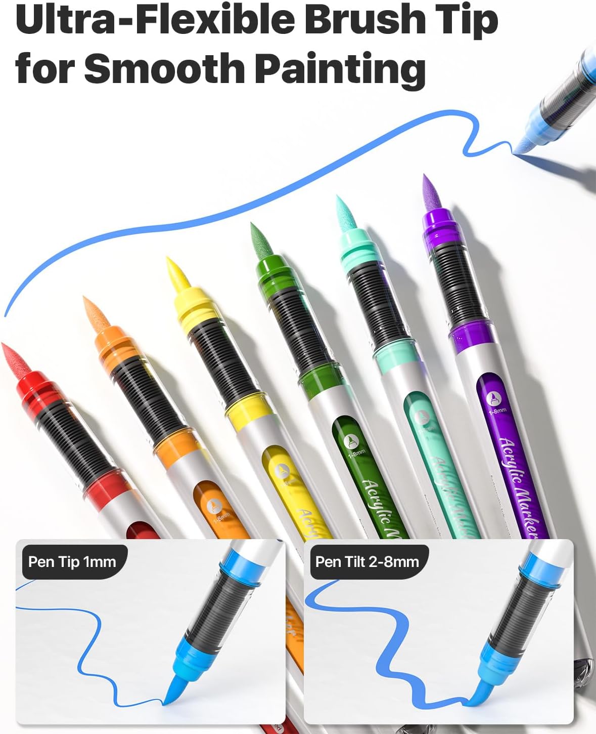 Thumbnail 1 de JusArt Acrylic Paint Markers, 30 Colors