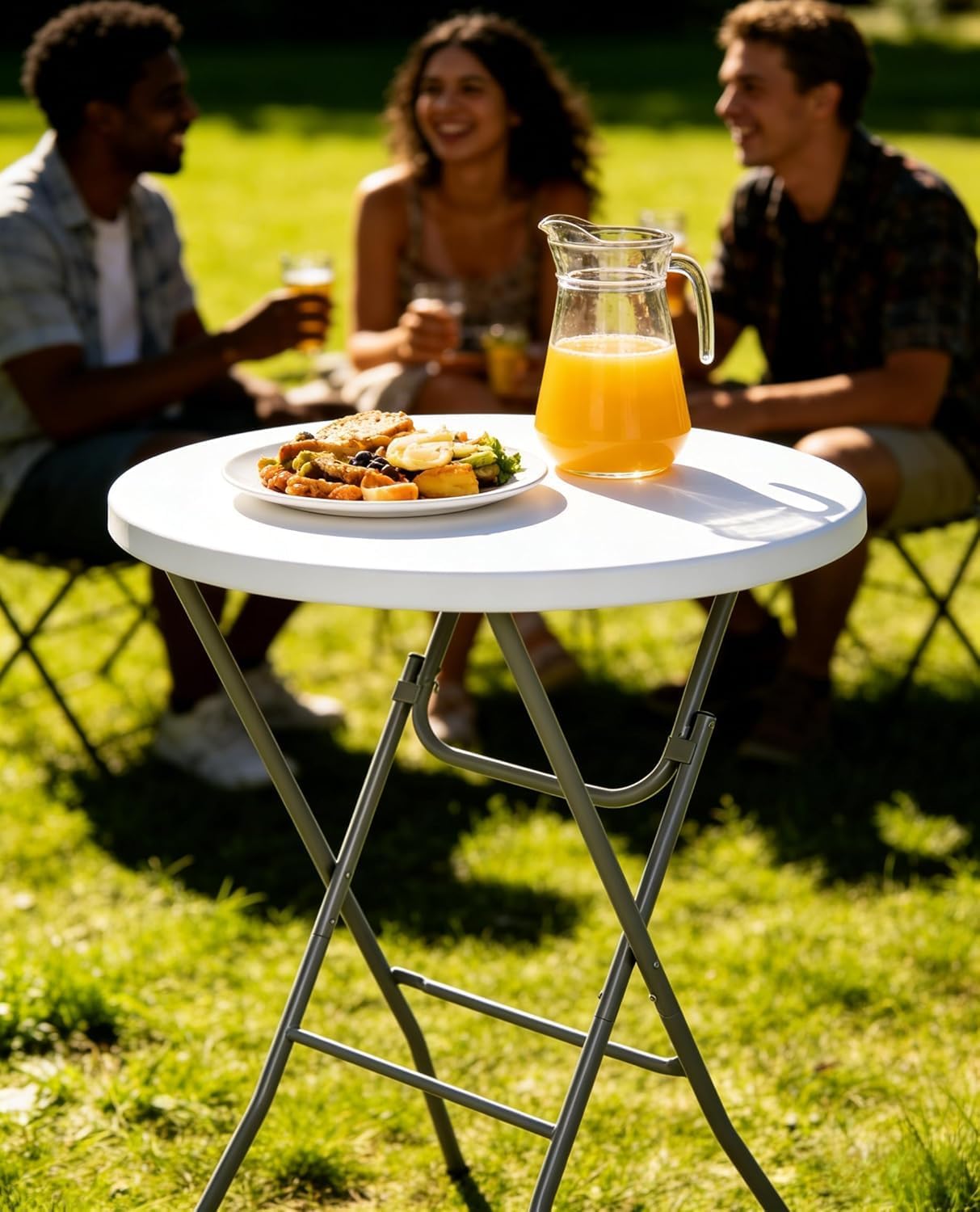 Detalle 2 de Lakhow LA70-2 2-Pack Folding Cocktail Tables, 28-Inch White Bar-Height